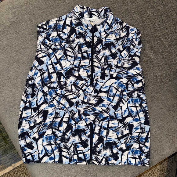 Christopher & Banks Blue Brush Strokes Zip Up Lightweight Jacket Size Large NWT - Picture 3 of 4